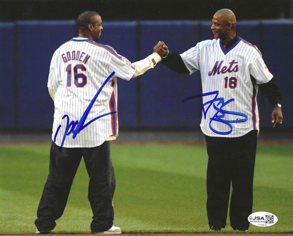 AUTOGRAPHED DOC GOODEN and DARRYL STRAWBERRY 8X10 New York Mets photo JSA