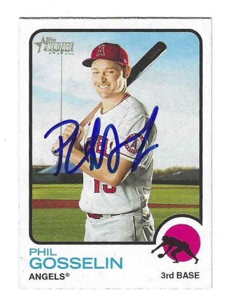 Autographed PHIL GOSSELIN Los Angeles Angels 2022 Topps Heritage Card