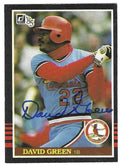 Autographed DAVID GREEN St. Louis Cardinals 1985 Donruss Card