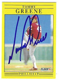 Autographed TOMMY GREENE Philadelphia Phillies 1991 Fleer Card