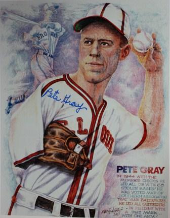 Autographed  PETE GRAY  ST. LOUIS BROWNS  11X14  photo