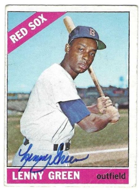 Autographed LENNY GREEN Boston Red Sox 1966 Topps Card