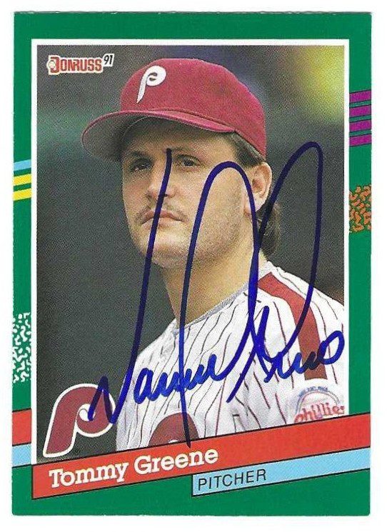 Autographed TOMMY GREENE Philadelphia Phillies 1991 Donruss Card