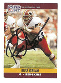 Autographed Russ Grimm Washington Redskins 1990 Pro Set Football Card #663