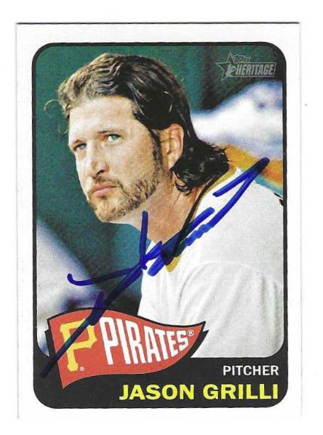 Autographed JASON GRILLI Pittsburgh Pirates 2014 Topps Heritage Card