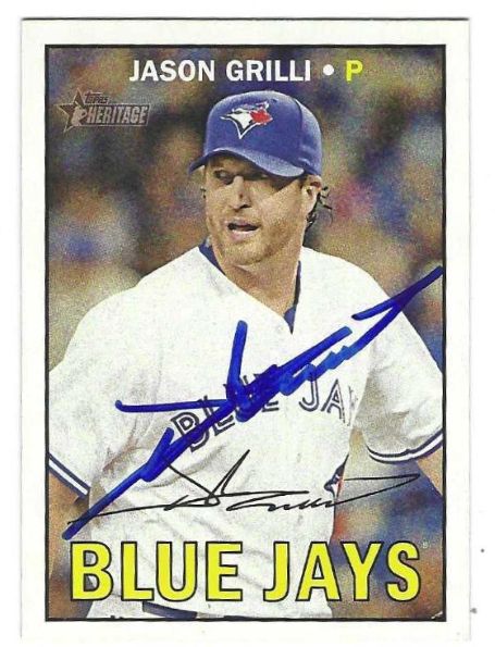Autographed JASON GRILLI Toronto Blue Jays 2016 Topps Heritage Card