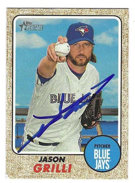 Autographed JASON GRILLI Toronto Blue Jays 2017 Topps Heritage Card