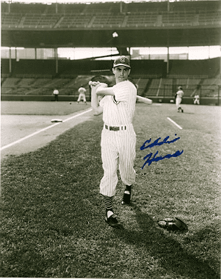 AUTOGRAPHED  EDDIE HAAS 8X10 Chicago Cubs photo