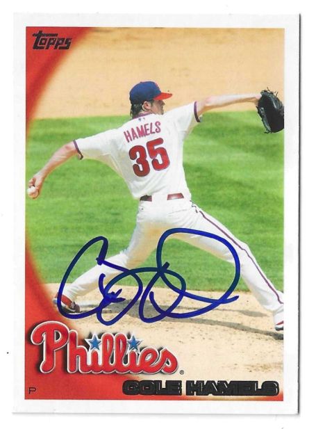 Autographed COLE HAMES Philadelphia Phillies 2010 Topps Card