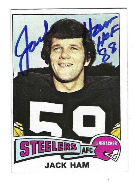 Autographed 1975 Topps JACK HAM "HOF 88" Pittsburgh Steelers card #125