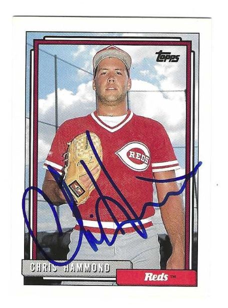 Autographed CHRIS HAMMOND Cincinnati Reds 1992 Topps Card