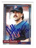 Autographed BRIAN HARPER Minnesota Twins 1992 Topps Baseball Card