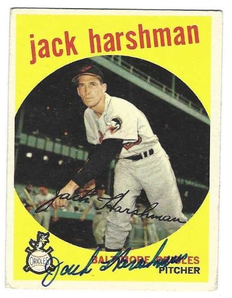 Autographed JACK HARSHMAN Baltimore Orioles 1959 Topps Card