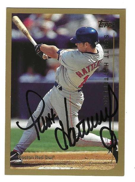 Autographed SCOTT HATTEBERG Boston Red Sox 1999 Topps Card