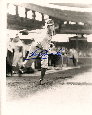 AUTOGRAPHED CHRIS HAUGHEY 8x10 Brooklyn Dodgers photo