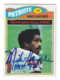 MIKE HAYNES  Autographed 1977 Topps Card New England Patriots