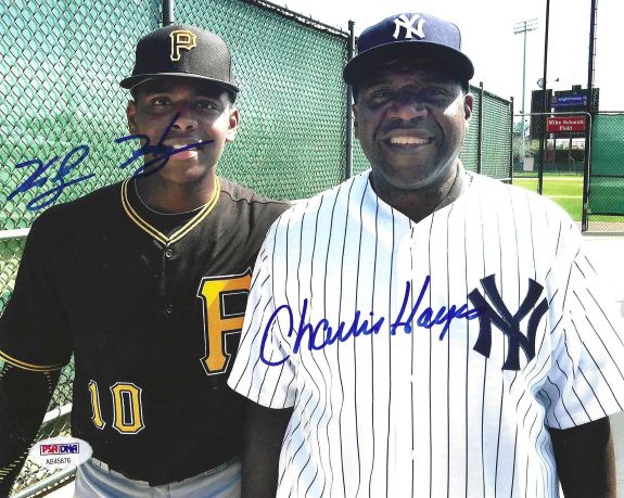 AUTOGRAPHED 8X10 KE'BRYAN HAYES Pittsburgh Pirates and CHARLIE HAYES New York Yankees Photo