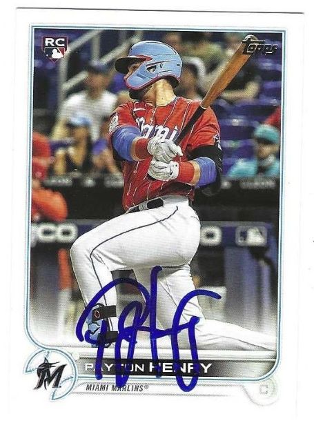 Autographed PAYTON HENRY Miami Marlins 2022 Topps Card