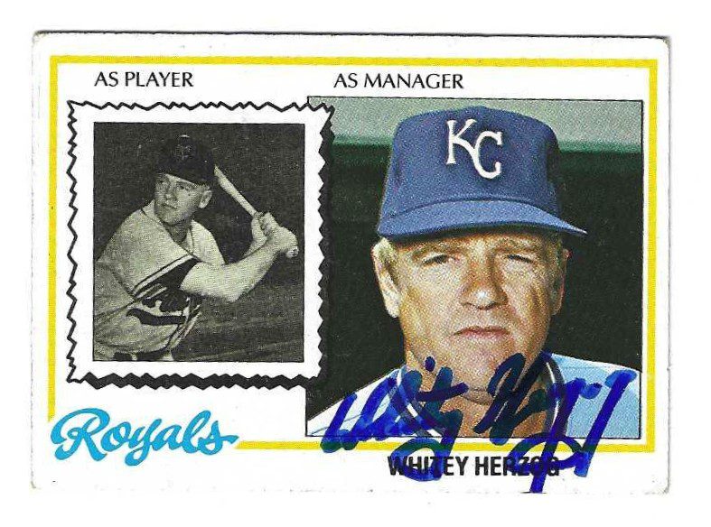 Autographed WHITEY HERZOG Kansas City Royals 1978 Topps Card