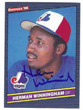 Autographed HERM WINNINGHAM Montreal Expos 1986 Donruss Card