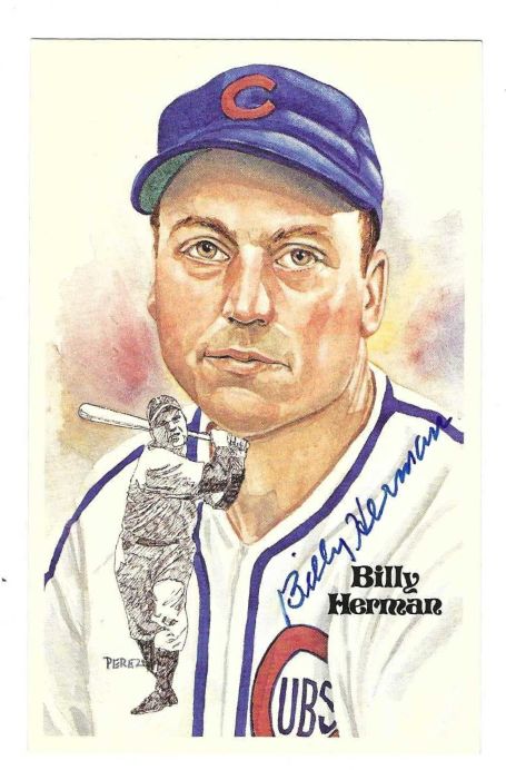 Autographed BILLY HERMAN Perez-Steele Post Card