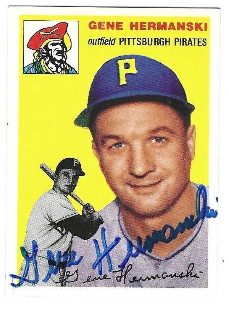 Autographed GENE HERMANSKI Pittsburgh Pirates 1954 Topps Archives card