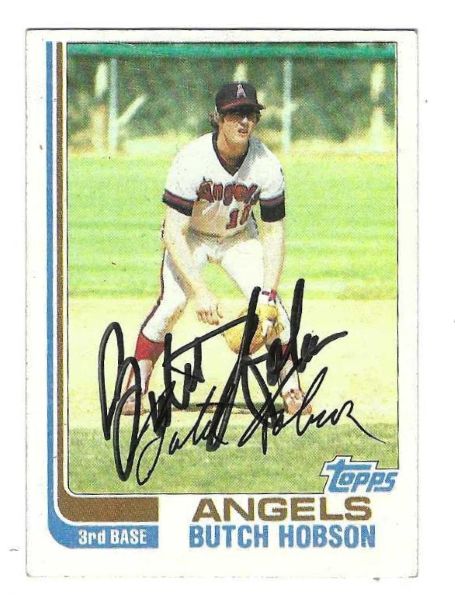 Autographed BUTCH HOBSON California Angels 1982 Topps Card