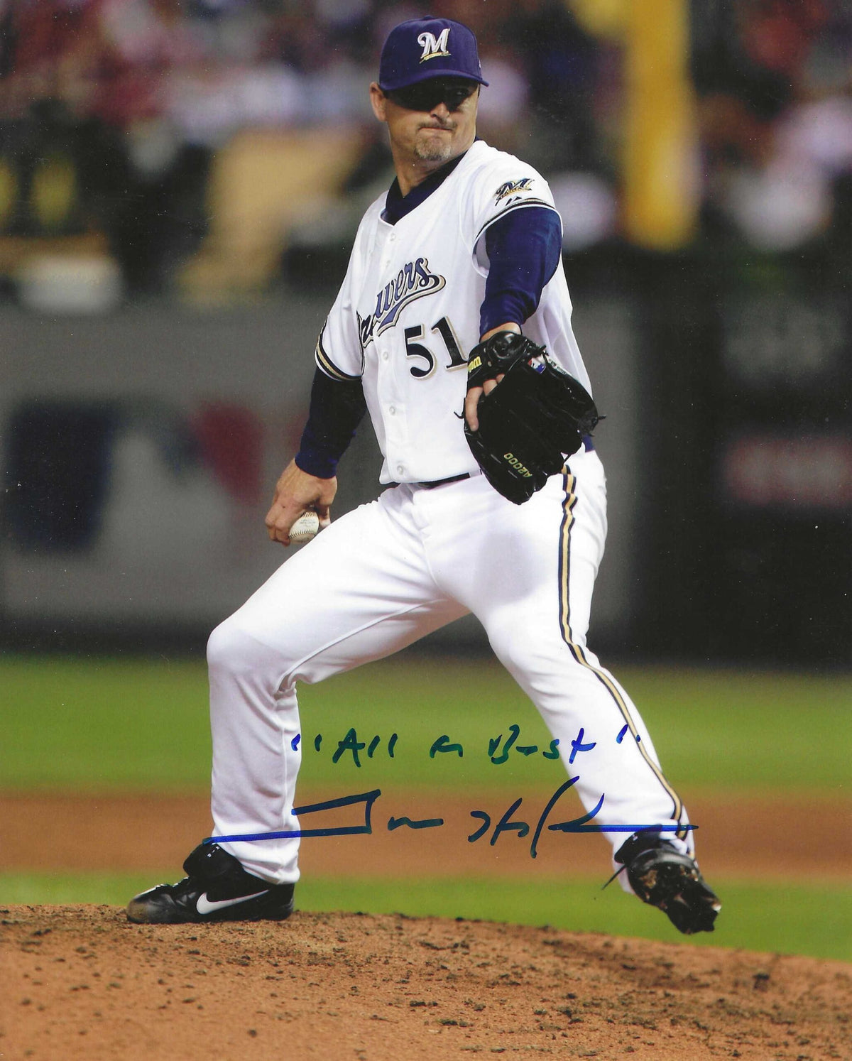 AUTOGRAPHED TREVOR HOFFMAN 8x10 Milwaukee Brewers photo