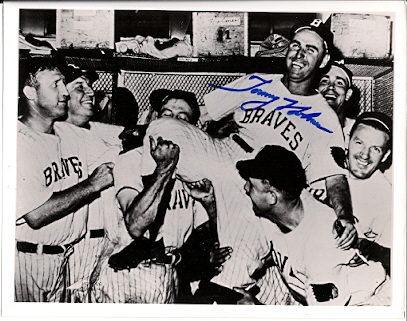 AUTOGRAPHED TOMMY HOLMES 8x10 Milwaukee  Braves Photo