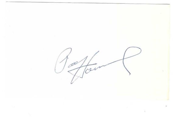 Autographed PAUL HORNUNG 3x5 INDEX CARD