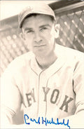 Autographed CARL HUBBELL  BW Rowe Post Card
