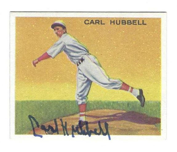 Autographed CARL HUBBELL New York Giants 1933 Goudey Reprints Card