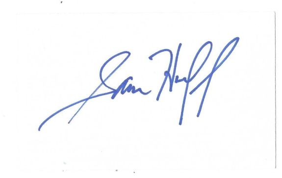 Autographed SAM HUFF 3x5 INDEX CARD