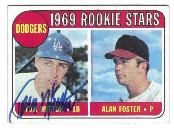 Autographed TOM HUTTON Los Angeles Dodgers 1969 Topps Card