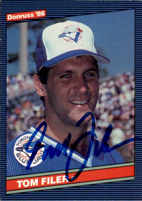 Autographed TOM FILER 1986 DONRUSS Card
