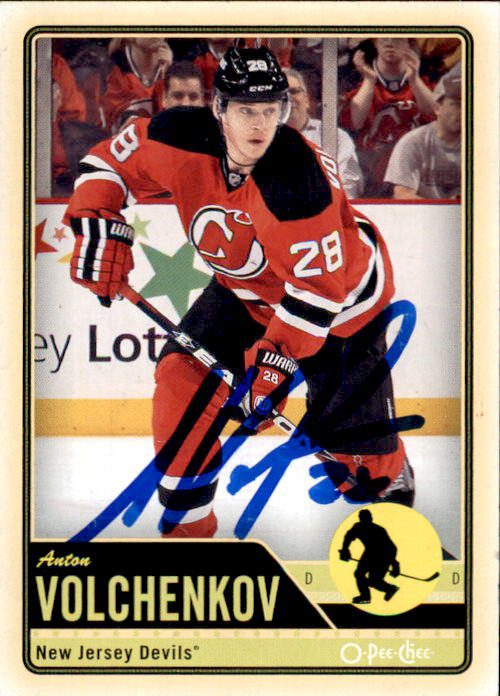 Autographed  2012-13 O-Pee-Chee Anton Volchenkoz New Jersey Devils Hockey Card
