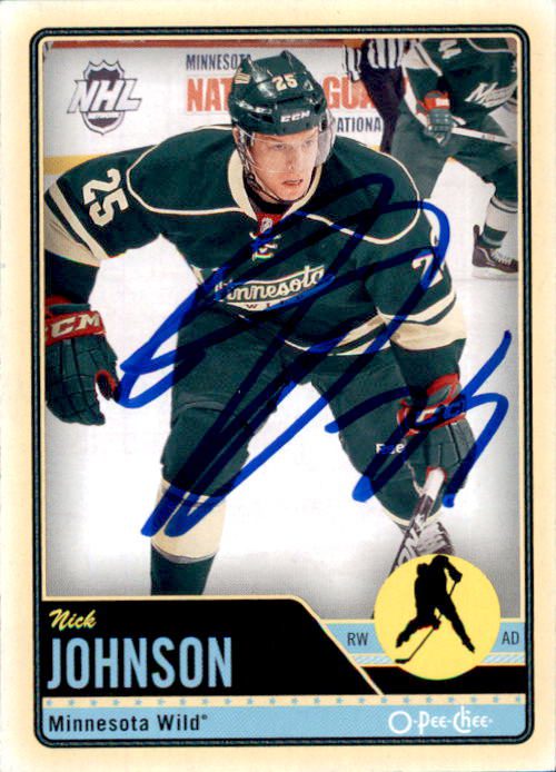 Autographed  2012-13 O-Pee-Chee Nick Johnson Minnesota Wild Hockey Card
