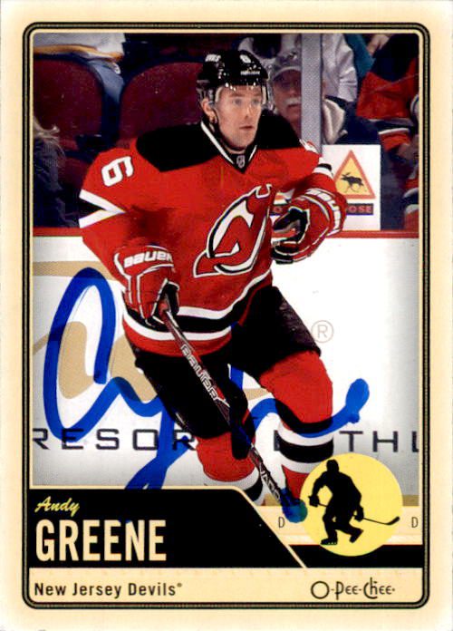 Autographed 2012-13 O-Pee-Chee Andy Greene New Jersey Devils Hockey Card