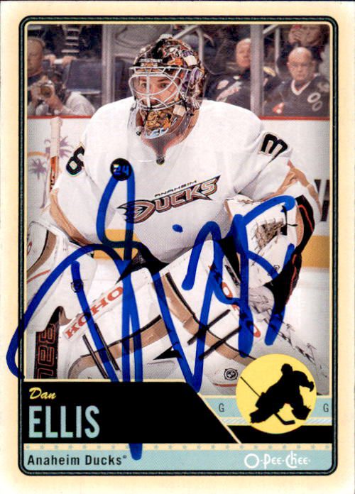 Autographed 2012-13 O-Pee-Chee Dan Ellis Anaheim Ducks Hockey Card