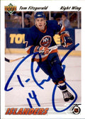 Autographed 1991-92 Upper Deck #389 Tom Fitzgerald New York Islanders Hockey card