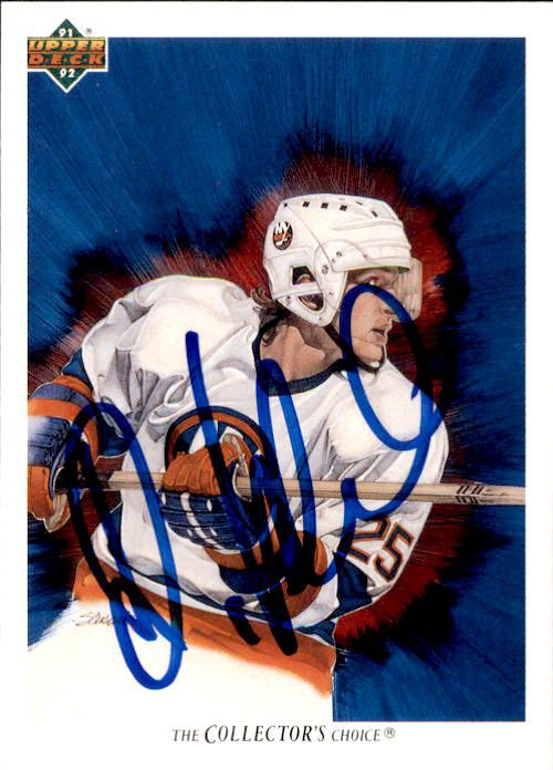 Autographed 1991-92 Upper Deck #89 David Volek New York Islanders Hockey card