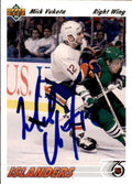 Autographed 1991-92 Upper Deck #135 Mick Vukota New York Islanders Hockey card