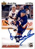 Autographed 1991-92 Upper Deck #382 Derek King New York Islanders Hockey card