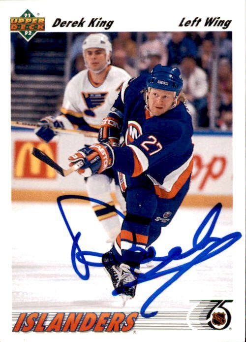 Autographed 1991-92 Upper Deck #382 Derek King New York Islanders Hockey card