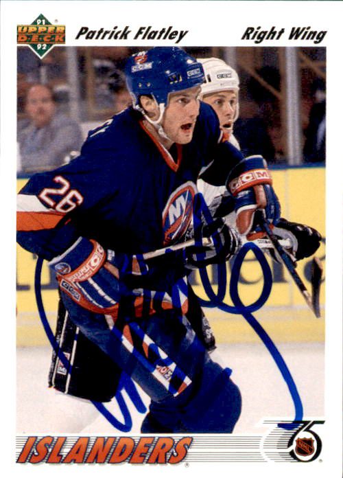 Autographed 1991-92 Upper Deck #226 Patrick Flatley New York Islanders Hockey card
