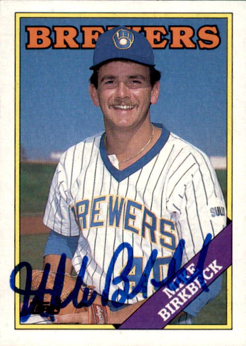 Autographed MIKE BIRKBECK Milwaukee Brewers 1988 Topps Card