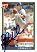 Autographed MARK KNUDSON 1991 Topps Card