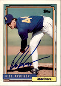 Autographed BILL KRUEGER 1992 Topps Card
