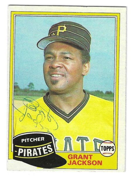 Autographed GRANT JACKSON Pittsburgh Pirates 1981 Topps Card