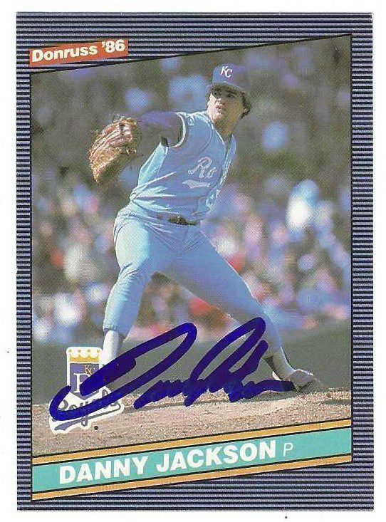 Autographed DANNY JACKSON Kansas City Royals 1986 Donruss Card